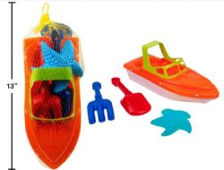 SUNNY DAYZ - ENSEMBLE DE JEU DE PLAGE BATEAU DANS UN SAC EN FILET